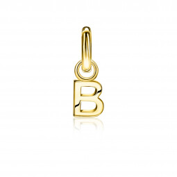 ZINZI Sterling Silver 14K Yellow Gold Plated Letter Ear Pendant B (per piece)