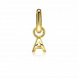 ZINZI Sterling Silver 14K Yellow Gold Plated Letter Ear Pendant A (per piece)