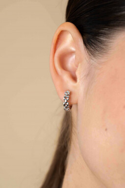 16mm ZINZI Sterling Silver Hoop Earrings Rolex-style Chains width 4mm ZIO2556