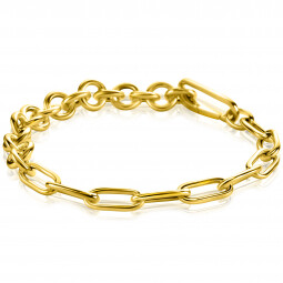 ZINZI Gold Plated Sterling Silver Multi-Chain Bracelet Rolo and Paperclip Chain width 8,5mm ZIA2477G