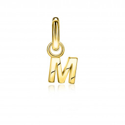 ZINZI Sterling Silver 14K Yellow Gold Plated Letter Ear Pendant M (per piece)