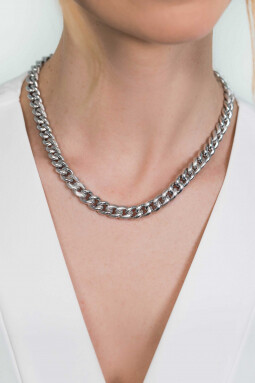 ZINZI zilveren gourmet collier bewerkt 10mm breed 45cm ZIC1924
