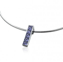 ZINZI Sterling Silver Bar Pendant Swarovski Purple ZIH630