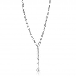 ZINZI Sterling Silver Chain Y-Necklace with Oval Chains and a Shiny Bead Pendant (14mm) 45cm ZIC2474