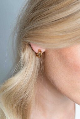 ZINZI zilveren multi-look oorstekers extra 14K geel verguld twee banen glad 15mm ZIO2255