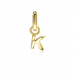 ZINZI Sterling Silver 14K Yellow Gold Plated Letter Ear Pendant K (per piece)