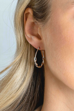 27mm ZINZI Sterling Silver Hoop Earrings with a Trendy Combination of a Smooth and Twisted Tube 27x3mm ZIO2482