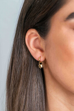 ZINZI gold plated zilveren oorbedels zon met witte zirconia's 8mm ZICH2302 (excl. oorringen)