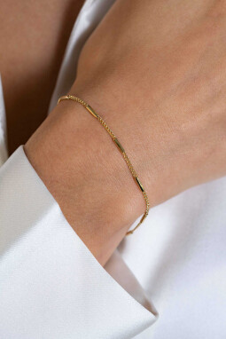 ZINZI gold plated zilveren gourmet armband met staafjes 1,6mm breed 16-19cm ZIA2366G