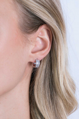 12,5mm ZINZI Sterling Silver Hoop Earrings White Zirconias ZIO2118