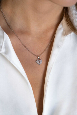 15mm ZINZI Sterling Silver Heart Pendant with Trendy Lock and White Zirconias ZIH2400 (excl. necklace)