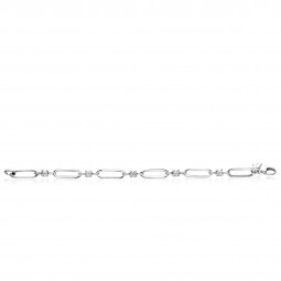 ZINZI Sterling Silver Chain Bracelet with Oval Chains and 5 Prong Settings with White Zirconias 18cm ZIA-BF85