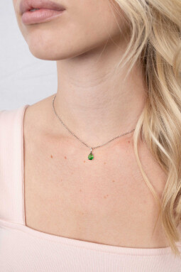 ZINZI zilveren hanger druppelvorm groen ZIH2070GR (zonder collier)