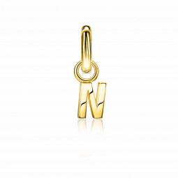 ZINZI Sterling Silver 14K Yellow Gold Plated Letter Ear Pendant N (per piece)