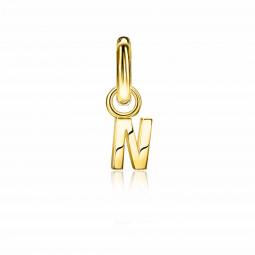 ZINZI Sterling Silver 14K Yellow Gold Plated Letter Ear Pendant N (per piece)