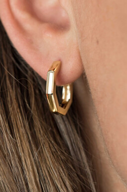18mm ZINZI Gold Plated Sterling Silver Hoop Earrings Hexagon 18x3mm ZIO1842G