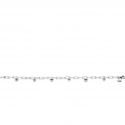 ZINZI zilveren schakelarmband met paperclip schakel en bolletjes 19,5cm ZIA2541