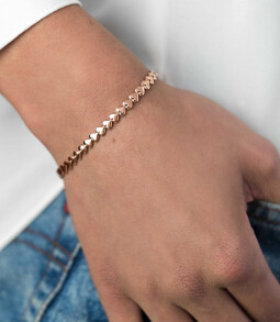 ZINZI zilveren armband rosé verguld hartjes 4,5mm breed ZIA1798R