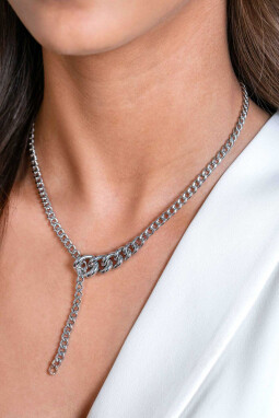 "ZINZI Sterling Silver Y-Necklace with Trendy Curb Chains