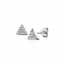 6mm ZINZI Sterling Silver Stud Earrings Triangle White ZIO1375Z
