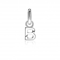 ZINZI Sterling Silver Letter Earrings Pendant B price per piece ZICH2144B (excl. hoop earrings)