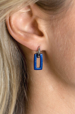 16mm ZINZI oorbedels rechthoek lapis lazuli ZICH2231 (zonder oorringen)