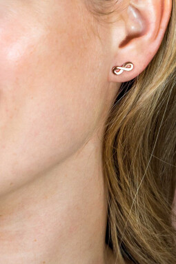 ZINZI Sterling Silver Ear Studs 14K Rose Gold Plated Infinity