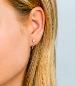 ZINZI Sterling Silver Stud Earrings Round White Zirconia with Chain ZIO1773