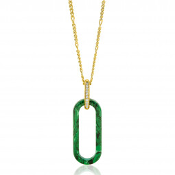 ZINZI grote ovale hanger 38mm in trendy malachiet groen en luxe goldplated hangoog ZIH2456G (zonder collier)