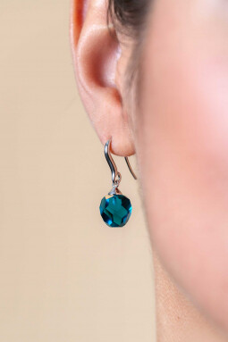 27mm ZINZI silver earrings with blue bead 10mm ZIO266B
