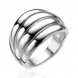ZINZI zilveren brede ring 14mm met 4 banen ZIR883