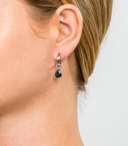 ZINZI zilveren oorbedels peervormig zwart ZICH1302Z (zonder oorringen)