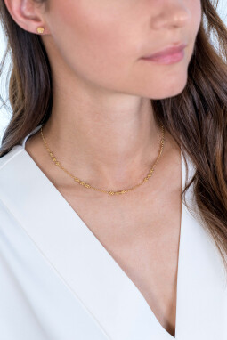 ZINZI Sterling Silver Necklace 14K Yellow Gold Plated 45cm Flower
