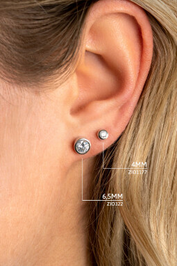 ZINZI Sterling Silver Stud Earrings Round 4mm White ZIO1177
