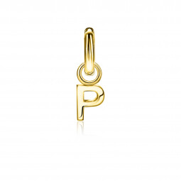 ZINZI Sterling Silver 14K Yellow Gold Plated Letter Ear Pendant P (per piece)