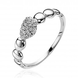 ZINZI Sterling Silver Ring with Organic Shapes White Zirconias ZIRBF23