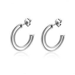 19mm ZINZI Sterling Silver Earrings Hoop with Double Tube 19x3mm ZIO2421