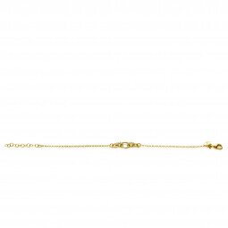 ZINZI gold plated zilveren armband met drie gladde ronde schakels, schitterend met elkaar verbonden door twee ovale schakels bezet met witte zirconia's 17-20cm ZIA-BF84