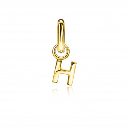 ZINZI Sterling Silver 14K Yellow Gold Plated Letter Ear Pendant H (per piece)