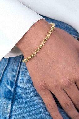 ZINZI Gold Plated Sterling Silver Chain Bracelet Rolo ZIA1009G