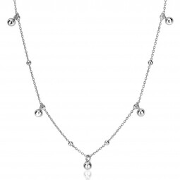 ZINZI zilveren schakelketting met kleine en grotere glanzende bolletjes 43-48cm ZIC2540