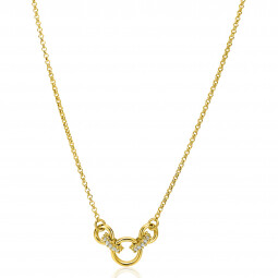 ZINZI Gold Plated Sterling Silver Necklace with 3 Round Chains Connected by 2 Oval Chains Beautifully Set with White Zirconias 40-43cm ZIC-BF84