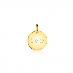 12mm ZINZI gold plated zilveren hanger glad rond plaatje voor gravure ZIH2345G12