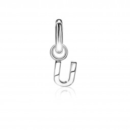 ZINZI Sterling Silver Letter Earrings Pendant U price per piece ZICH2144U (excl. hoop earrings)