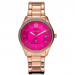 ZINZI Watch Pink Dial and Rose Golden Band White