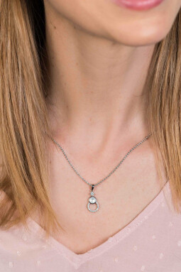 ZINZI zilveren fantasie hanger open cirkel parelmoer witte zirconia's ZIH1943