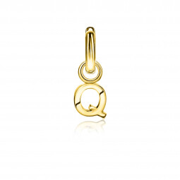 ZINZI Sterling Silver 14K Yellow Gold Plated Letter Ear Pendant Q (per piece)