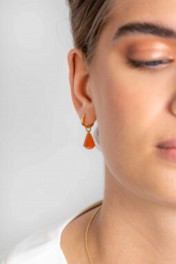 19mm ZINZI Gold Plated Sterling Silver Earrings Pendants Cone in Coral Red Agate ZICH2256R (excl. hoop earrings)