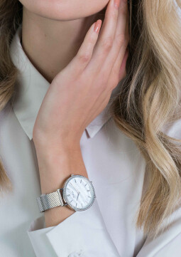 ZINZI Watch GRACE 34mm White Mother-of-Pearl and White crystals
