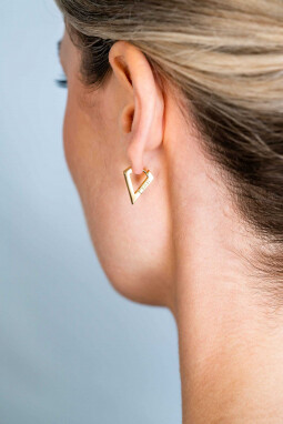 16mm ZINZI Gold Plated Sterling Silver Hoop Earrings Triangle Shape 16x3mm ZIO2318G